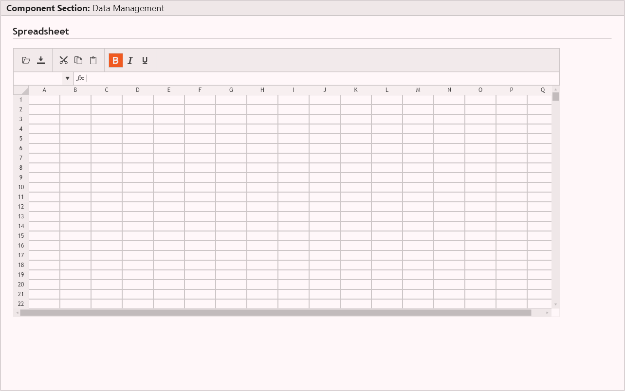 Screenshot of Adobe XD spreadsheet component
